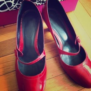 Parcours Paris Rose Leather Mary Jane Heel, RED